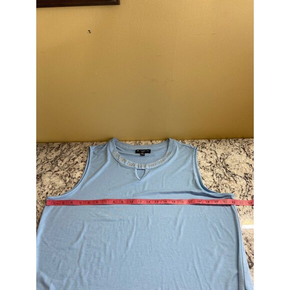 N Touch Womens Sleevless Top Petite PXL Light Blue Studded Neckline - Picture 8 of 9